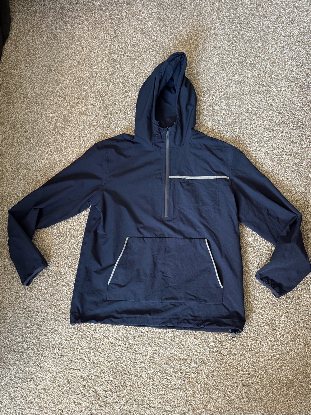 Men's Navy Hooded Pullover Jacket - Lightweight Windbreaker A.P.C. outdoor voice